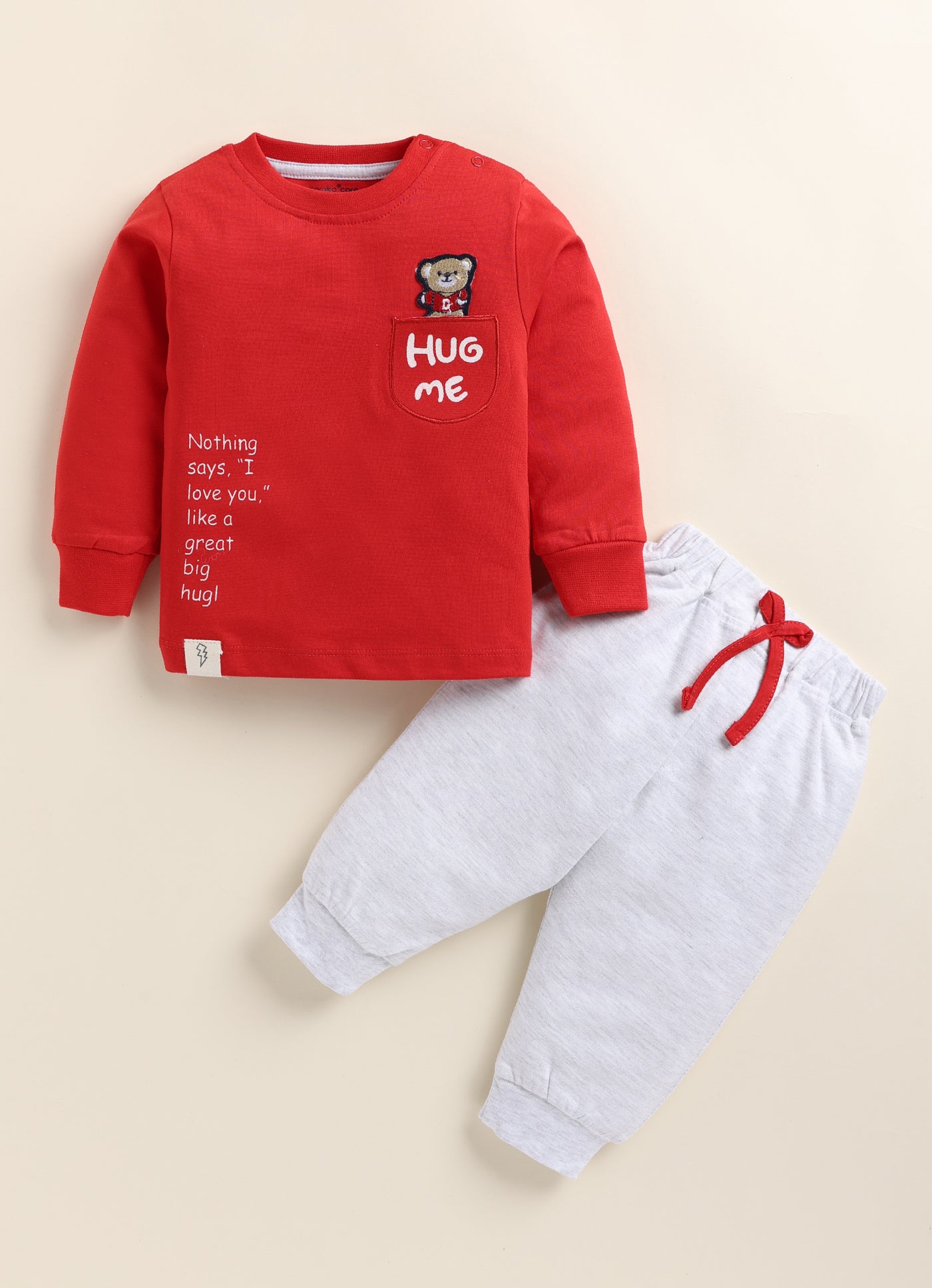 Bear Hug Me Text Knitted Suit Set