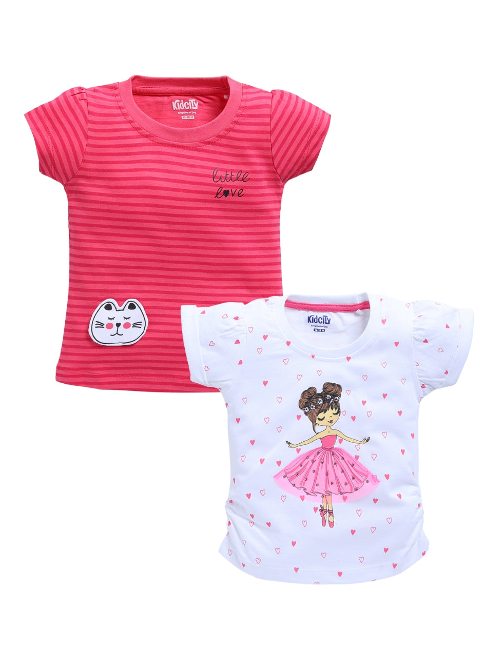 Girl's Fashion All Over Printed Tops Combo Set (Pack of 2)