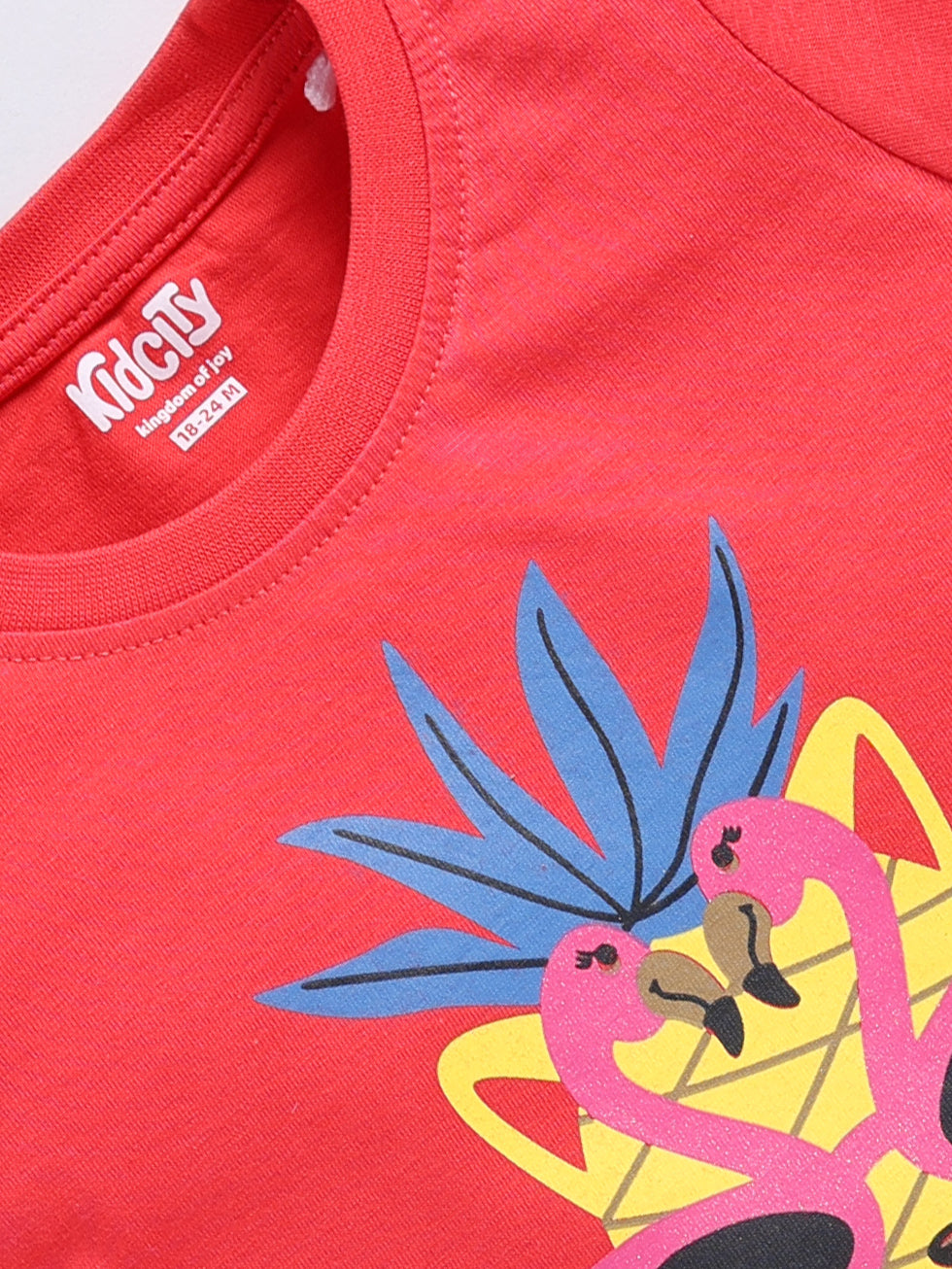 Kidcity Baby Girls Basic Top Combo Set (Pack of 2)|Cotton Sinker Top| Navy, Red Tops