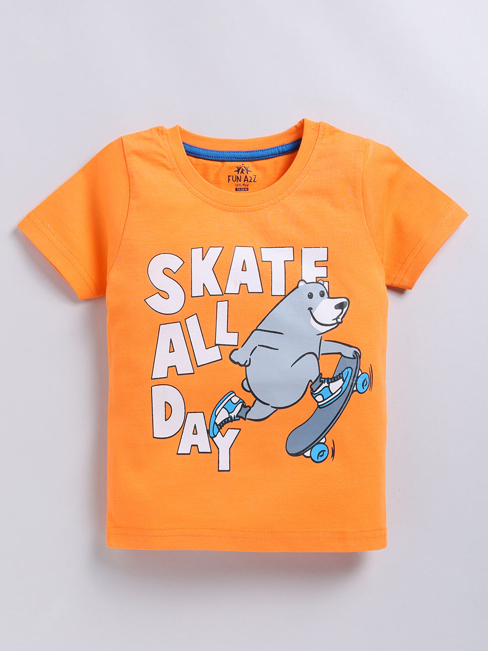 Kidcity Boy's Basic T-Shirt Combo Set (Pack of 2) | Cotton Sinker T-Shirts | Boy's Casual T-Shirts | Orange T-Shirts Front View
