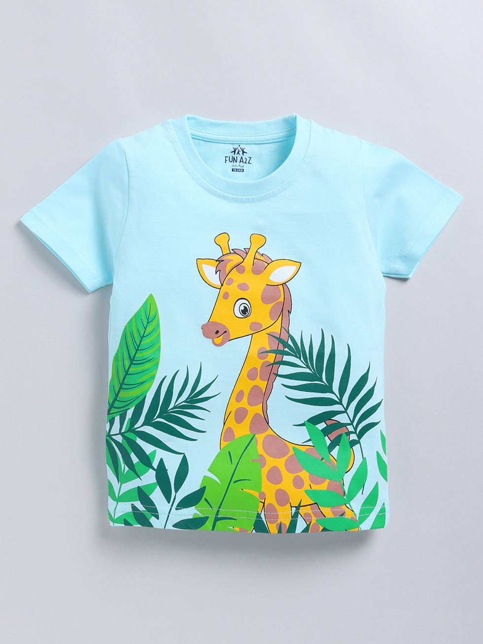 Kidcity Boy's Basic T-Shirt Combo Set (Pack of 2) | Cotton Sinker T-Shirts | Boy's Casual T-Shirts | Sky Blue T-Shirts Front View