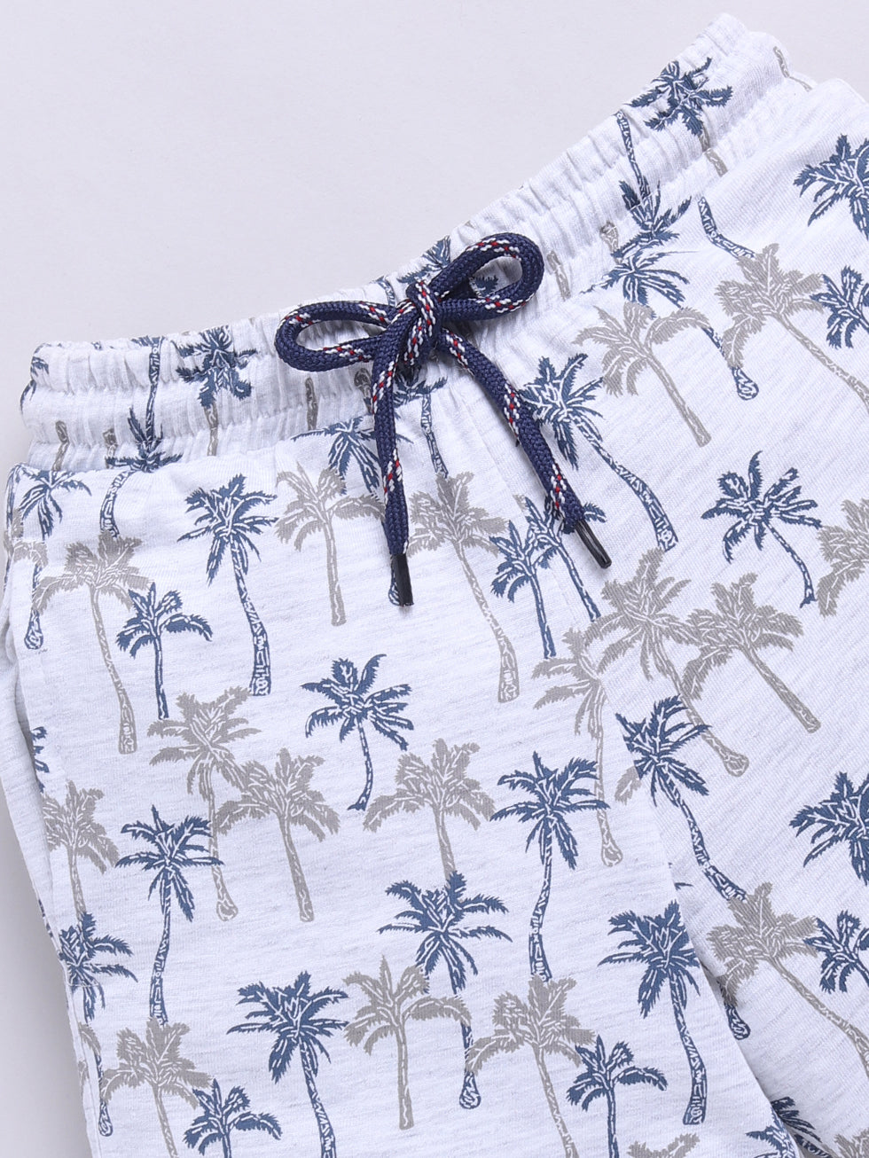 Kidcity Boys Soft Cotton Sinker Tree Print Shorts - Light Grey Zoom View