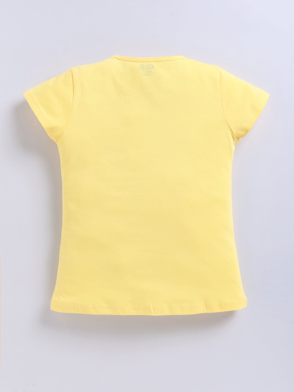 Kidcity Girls Cotton Sinker Beautiful Text and Butterfly Graphic Print Half Sleeves Tops -Yellow Back view