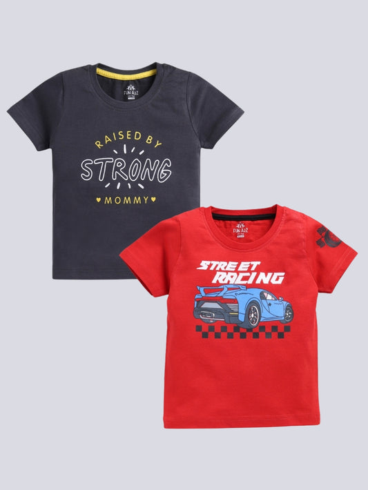 Racing Car Graphic and Text Print 2 Pc T-Shirts