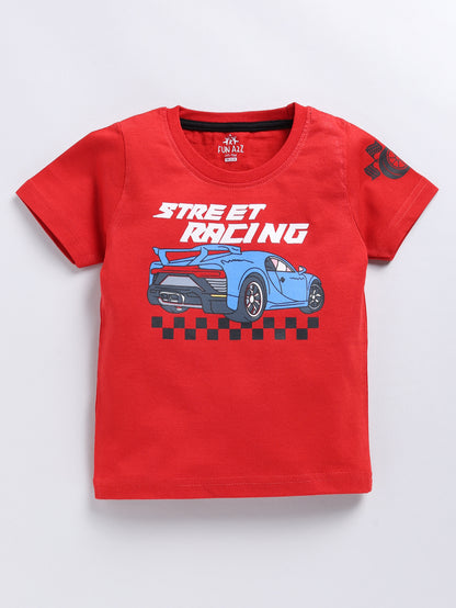 Racing Car Graphic and Text Print 2 Pc T-Shirts
