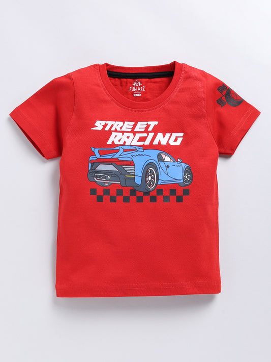 Racing Car Graphic and Text Print 2 Pc T-Shirts