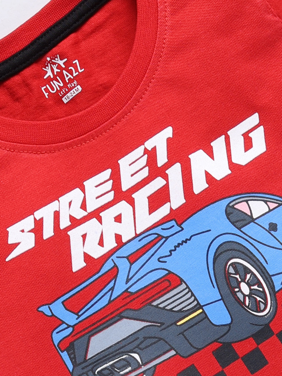 Racing Car Graphic and Text Print 2 Pc T-Shirts