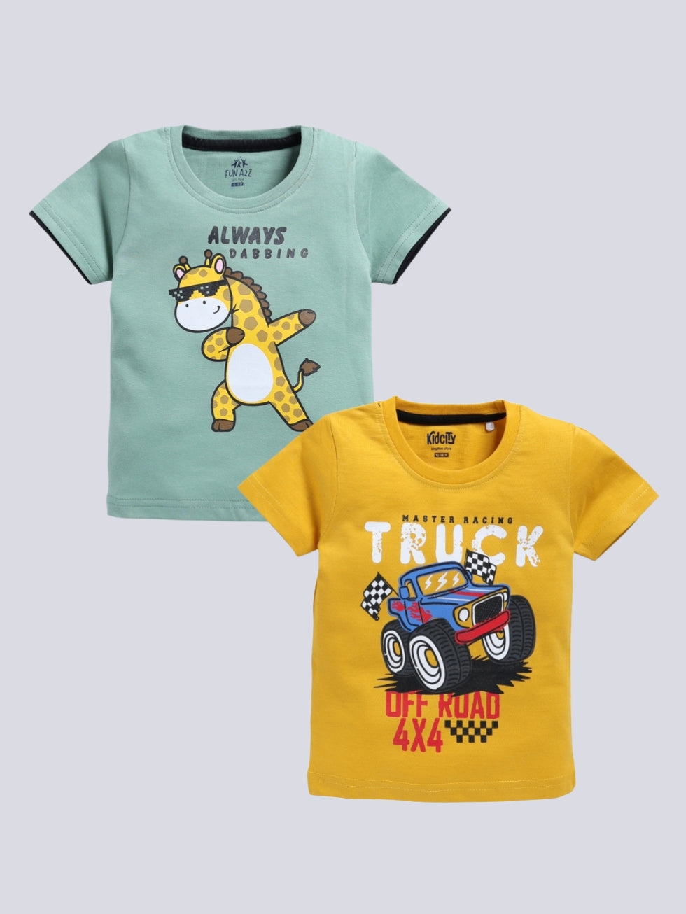 Truck & Dabbing Giraffe Graphics 2 Pc T-Shirts