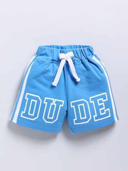 Brown Basic & Blue Dude Printed Sporty Style 2 Pc Shorts