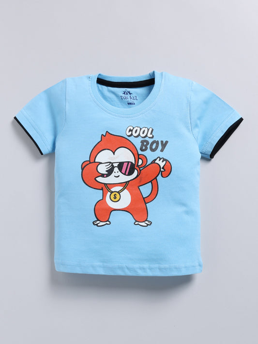 Boys Fun Monkey & Text Print 2 Pc T-Shirts