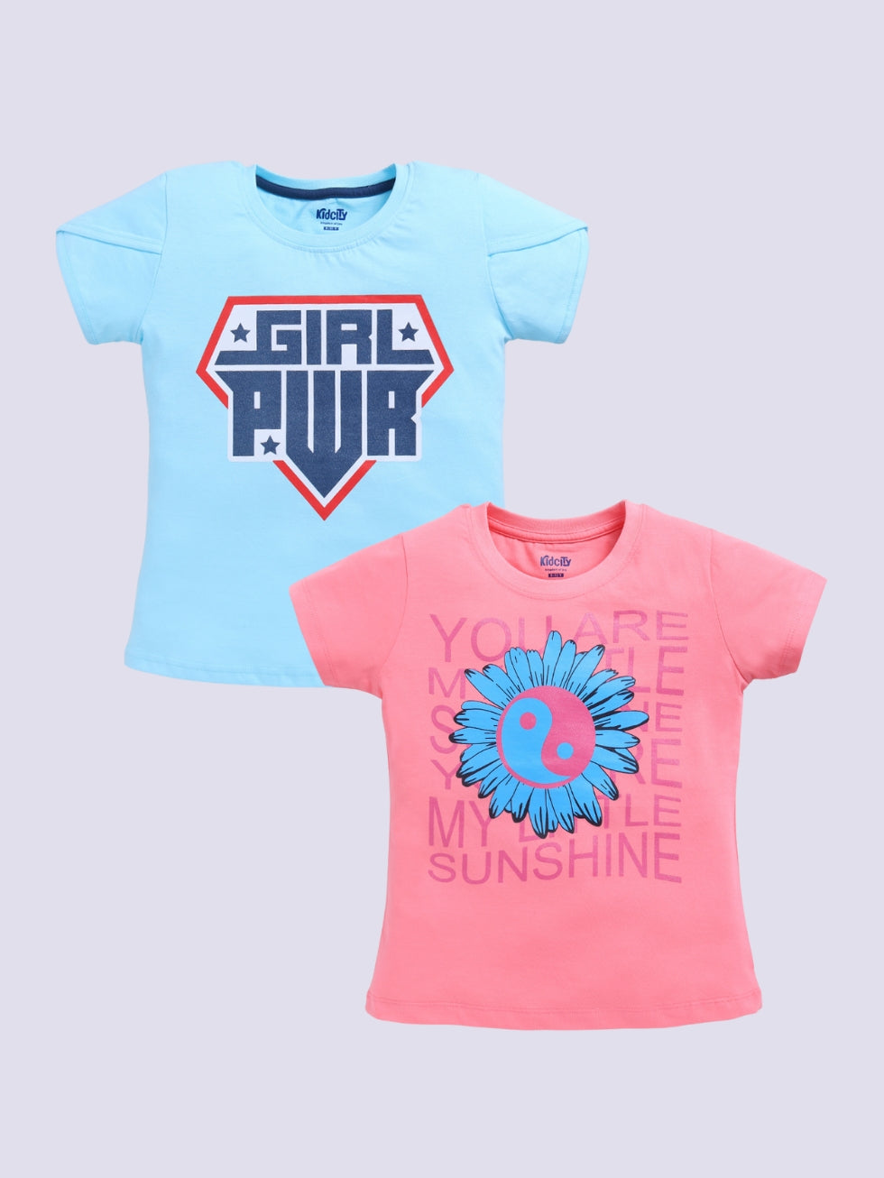 Girl's Fashion Placement Print Tops 2pc Combo Set