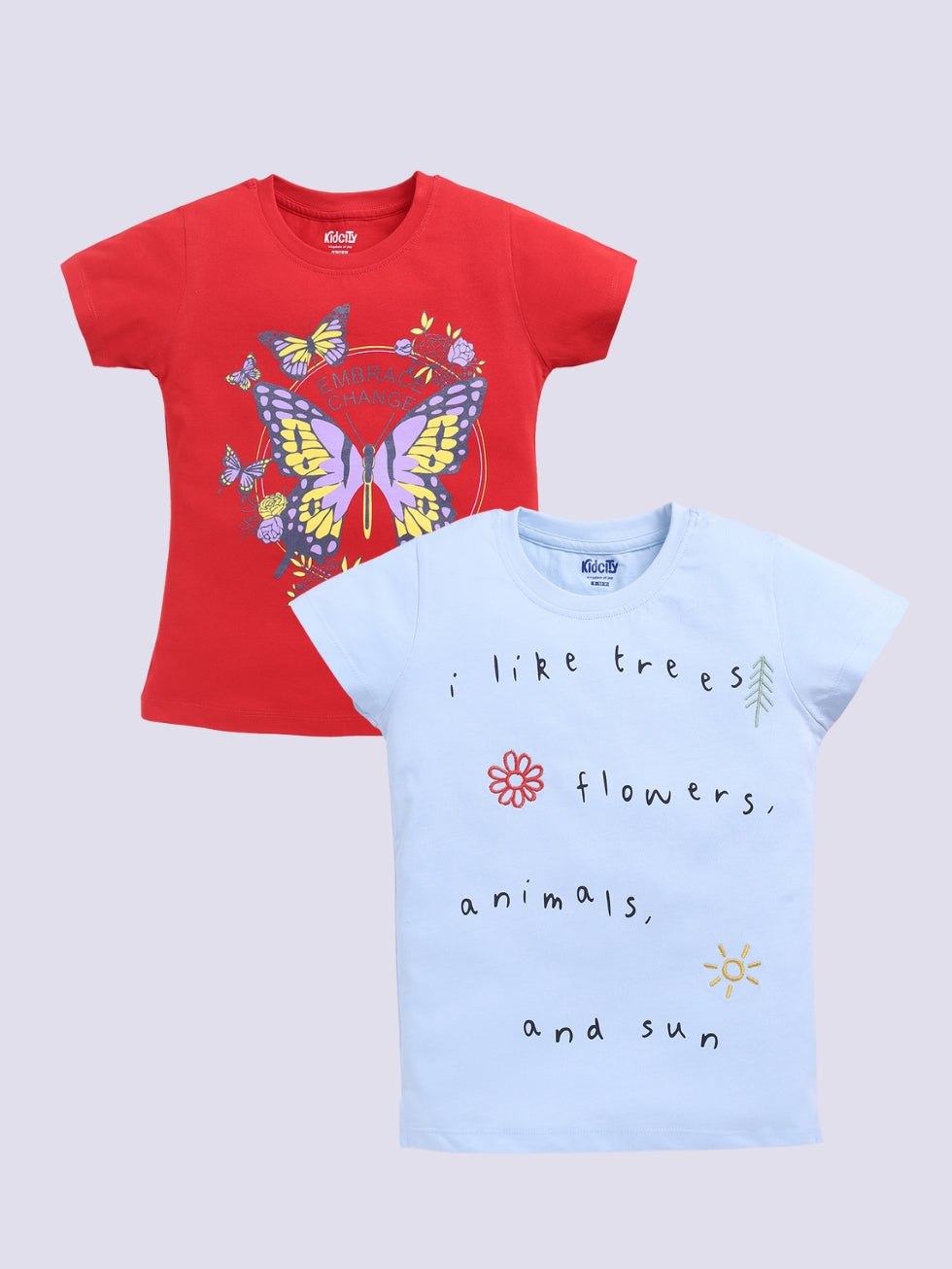 Text and Butterfly Graphics T-Shirts
