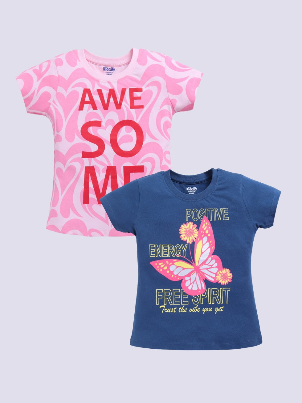 Girl's Fashion All Over Print Tops 2pc Combo Set