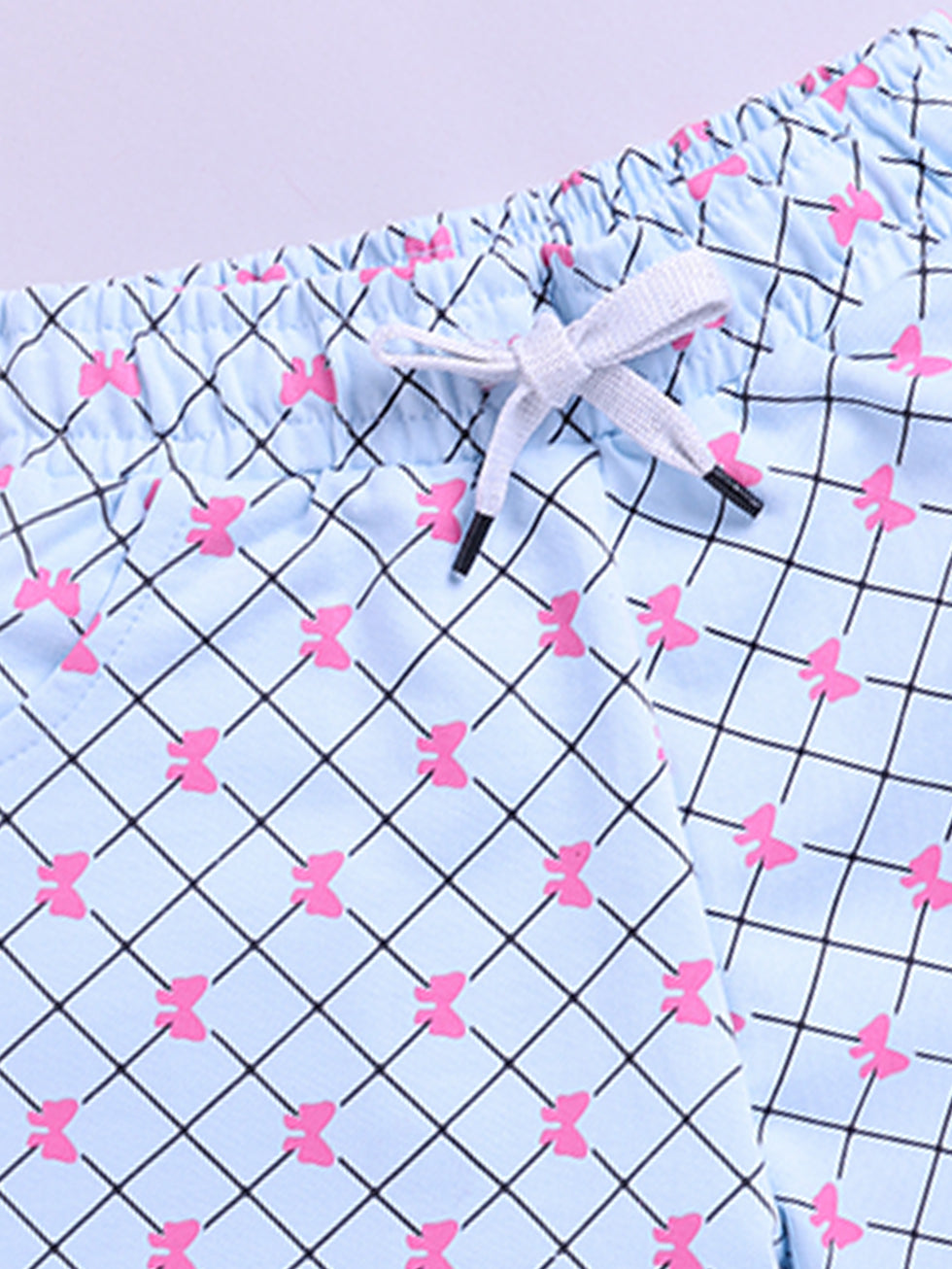 Bow Accents Allover Print Shorts