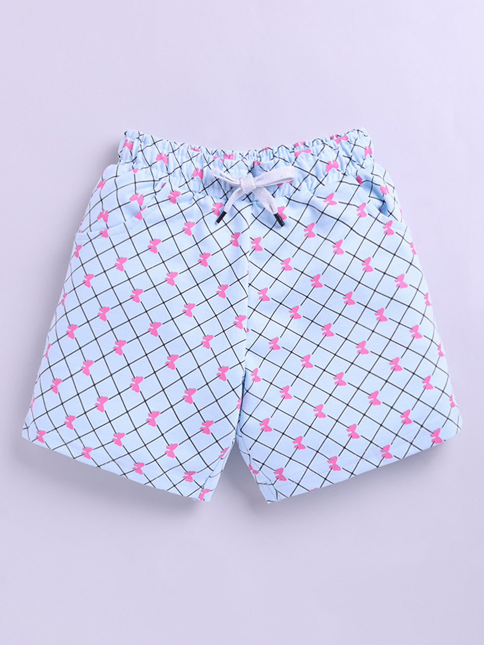 Bow Accents Allover Print Shorts