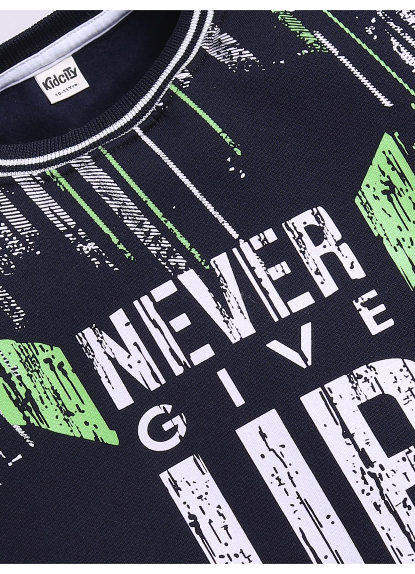 Never Give Up Graphic Crew-Neck Sweatshirt