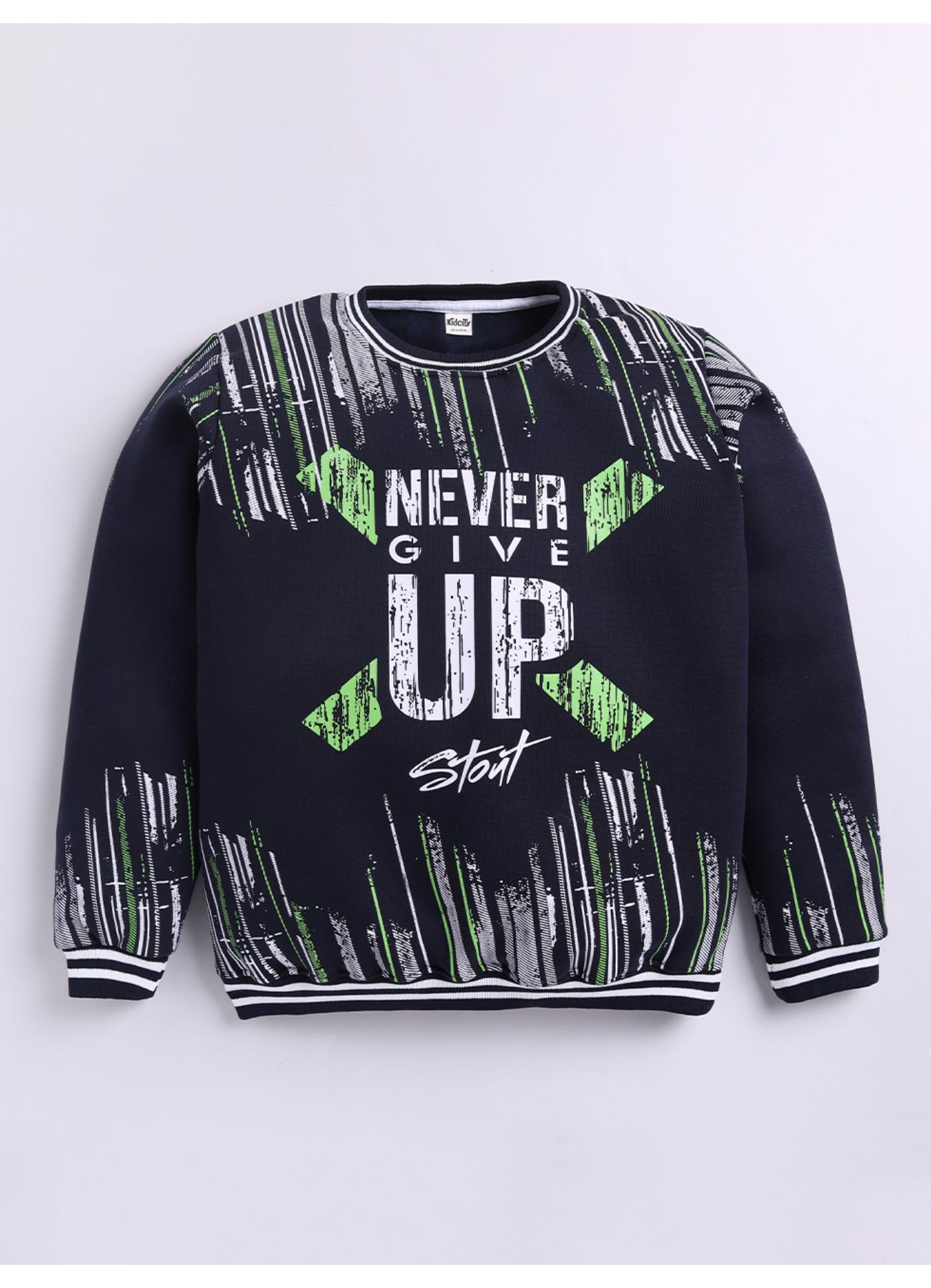 Never Give Up Graphic Crew-Neck Sweatshirt