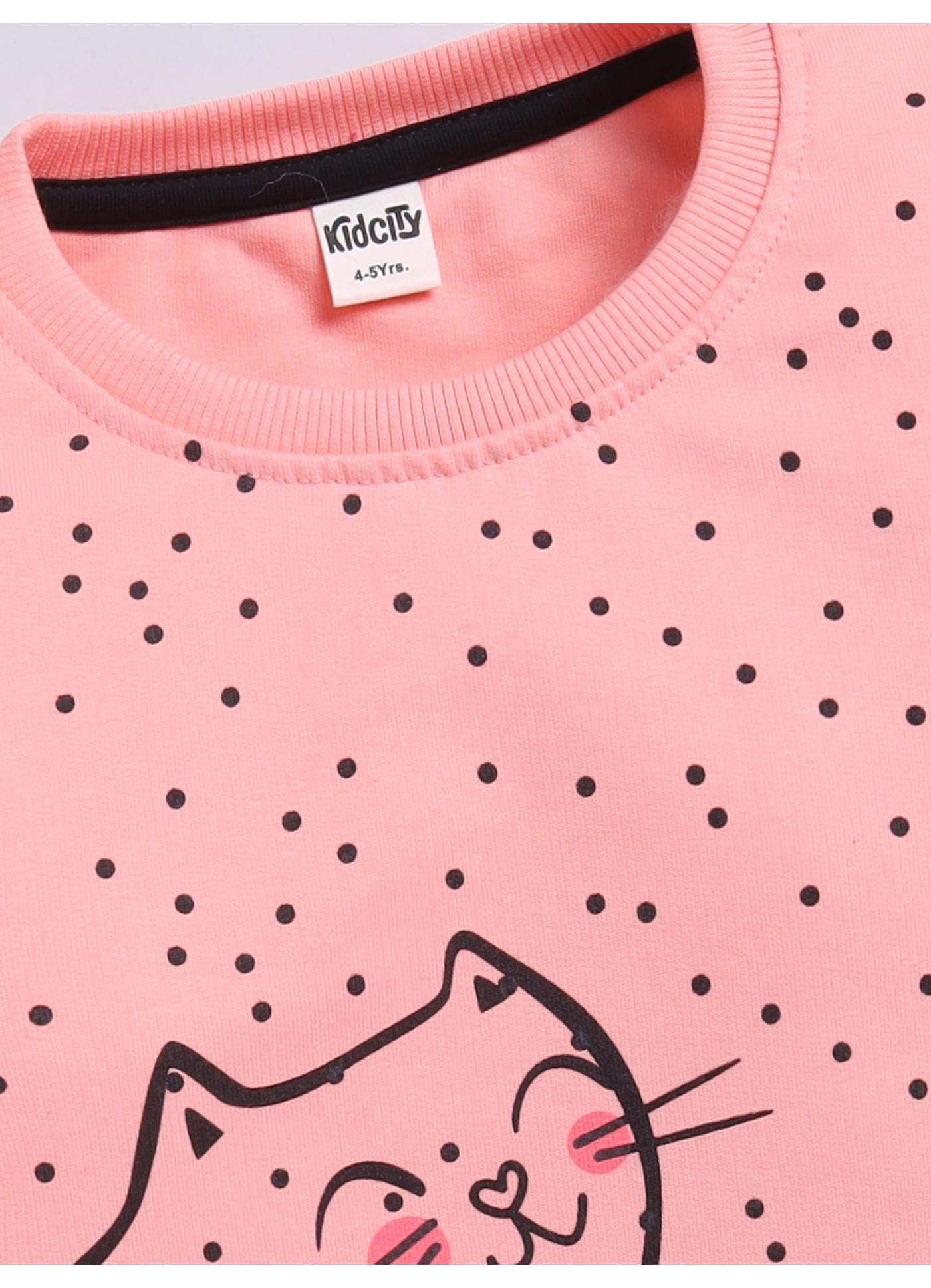 Playful Polka Dot Kitty Sweatshirt