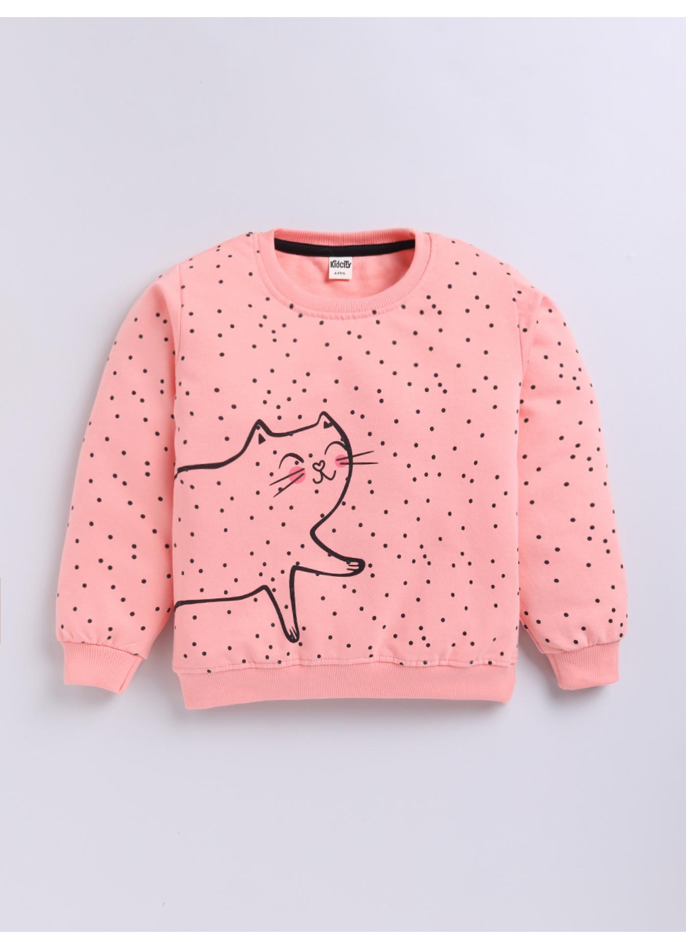 Playful Polka Dot Kitty Sweatshirt