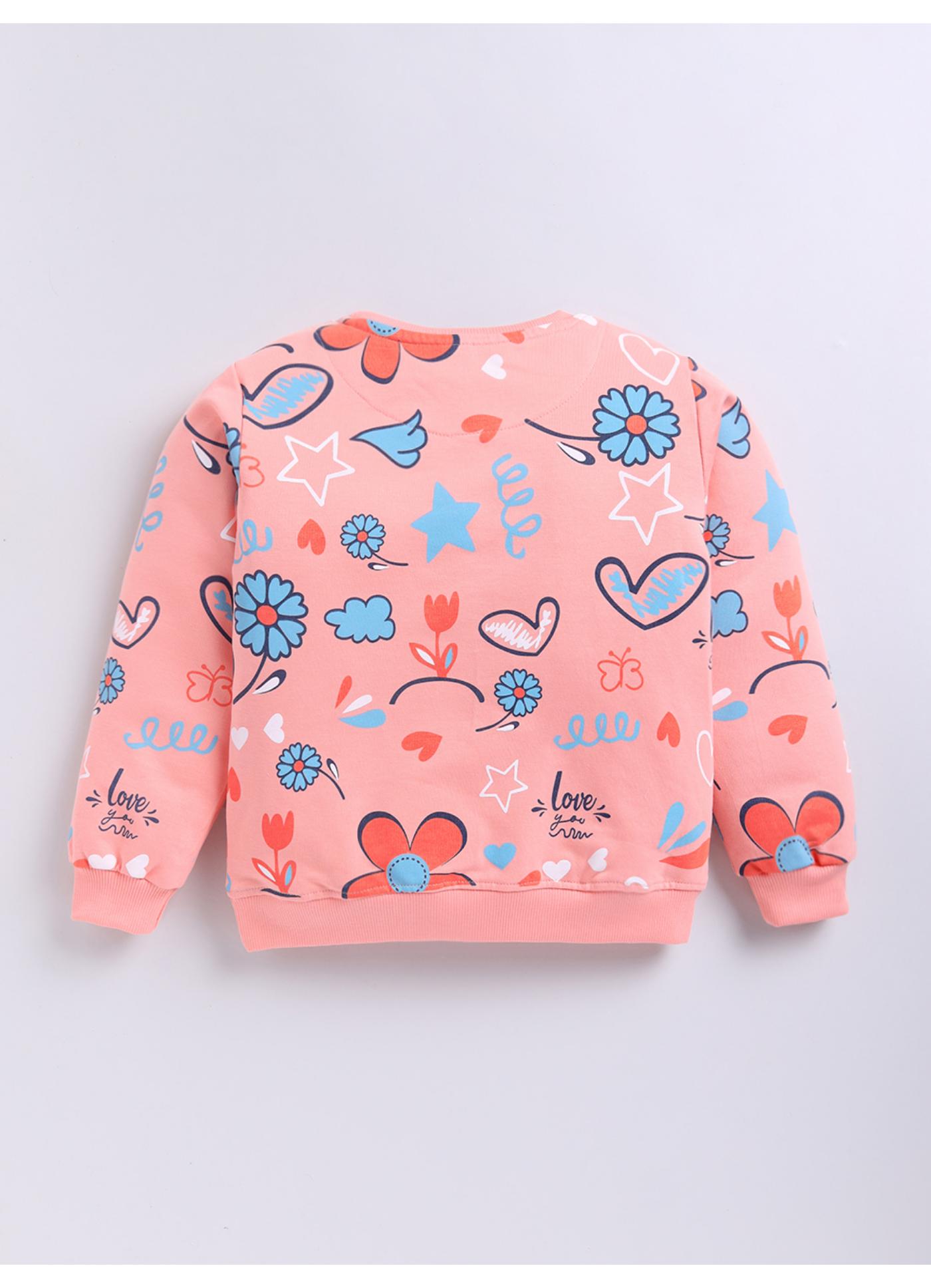 Pastel Love & Flowers Print Sweatshirt