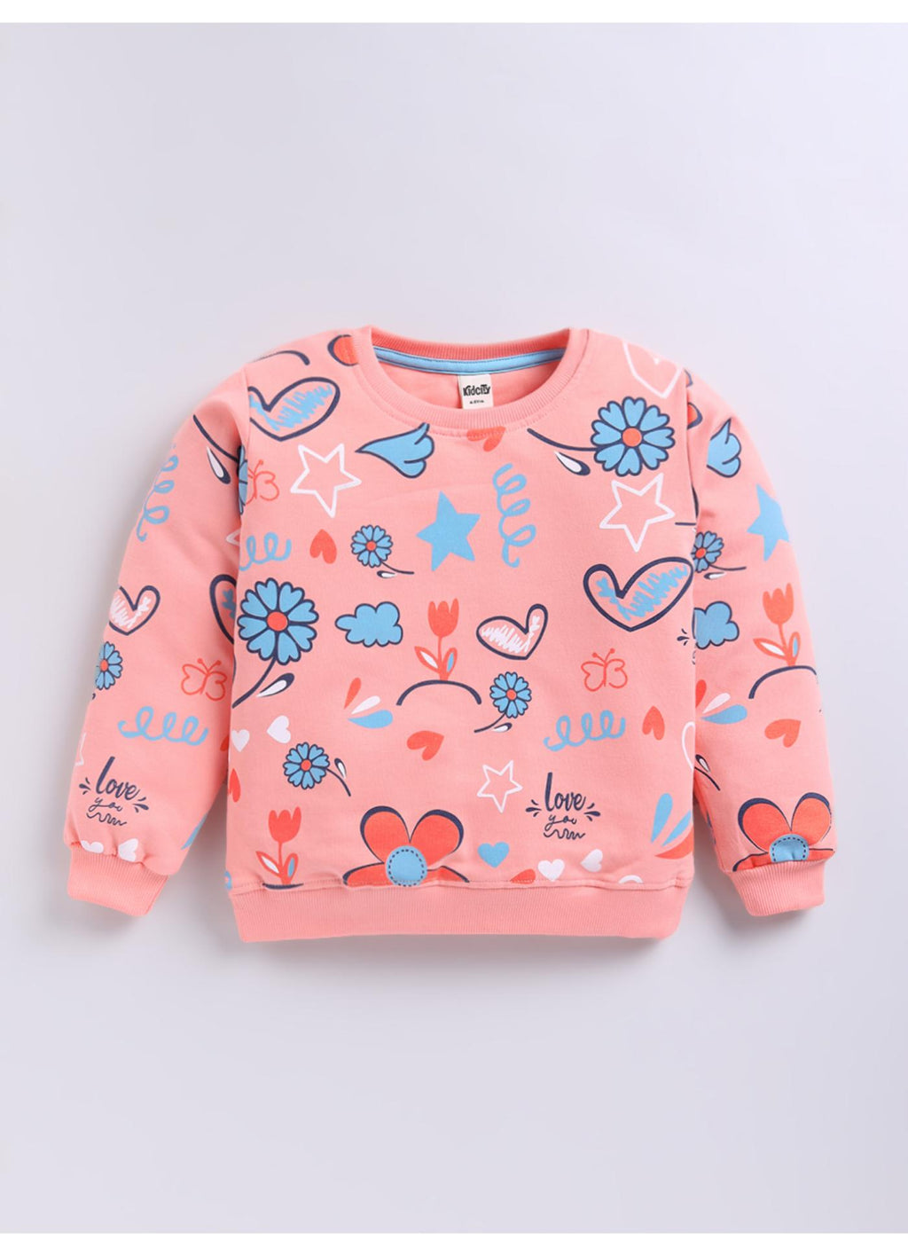 Pastel Love & Flowers Print Sweatshirt