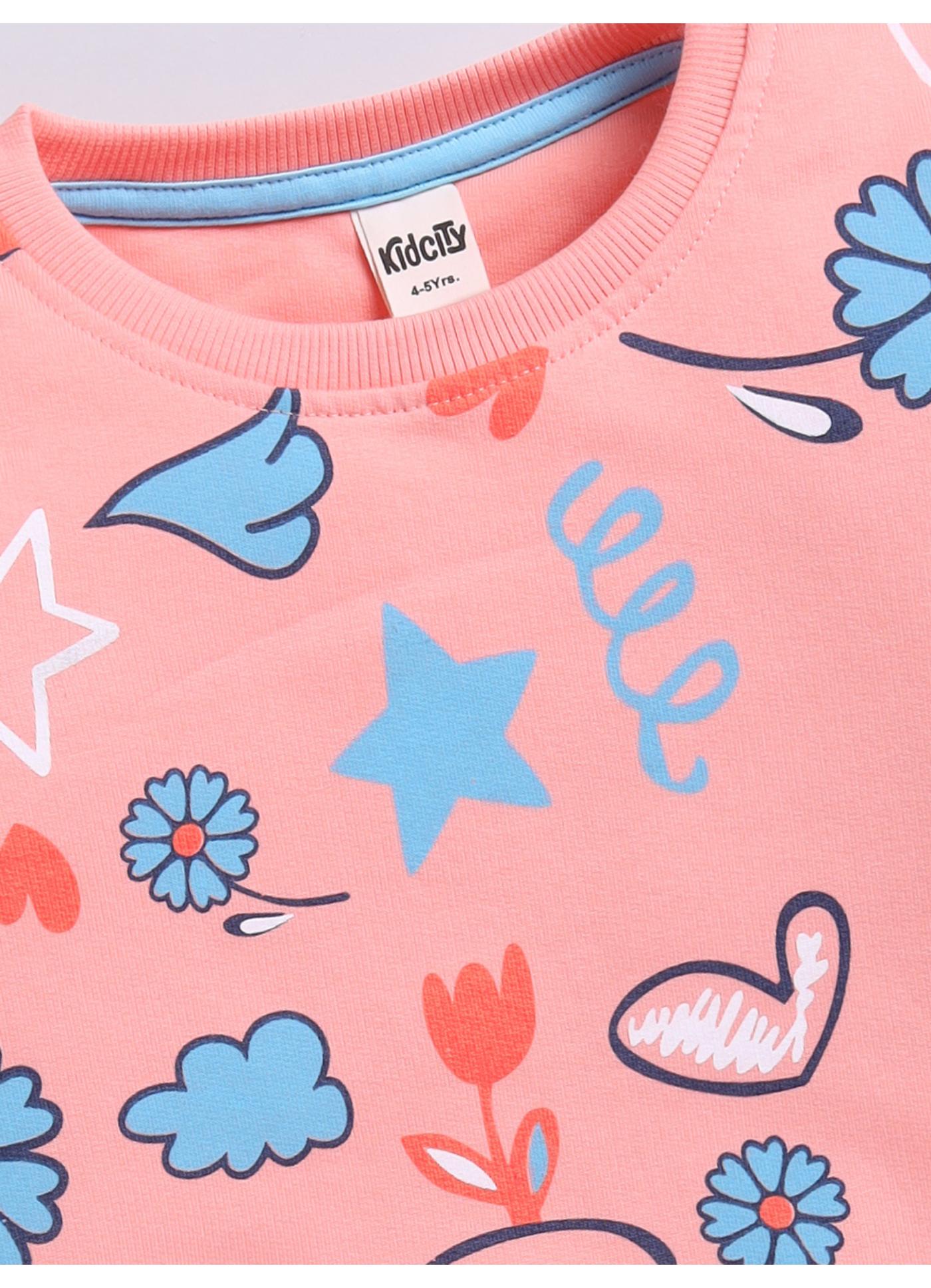 Pastel Love & Flowers Print Sweatshirt