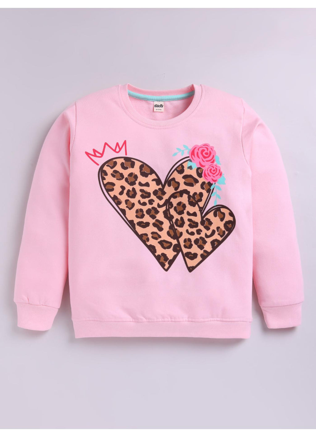 Leopard Print Hearts Graphic Sweatshirt