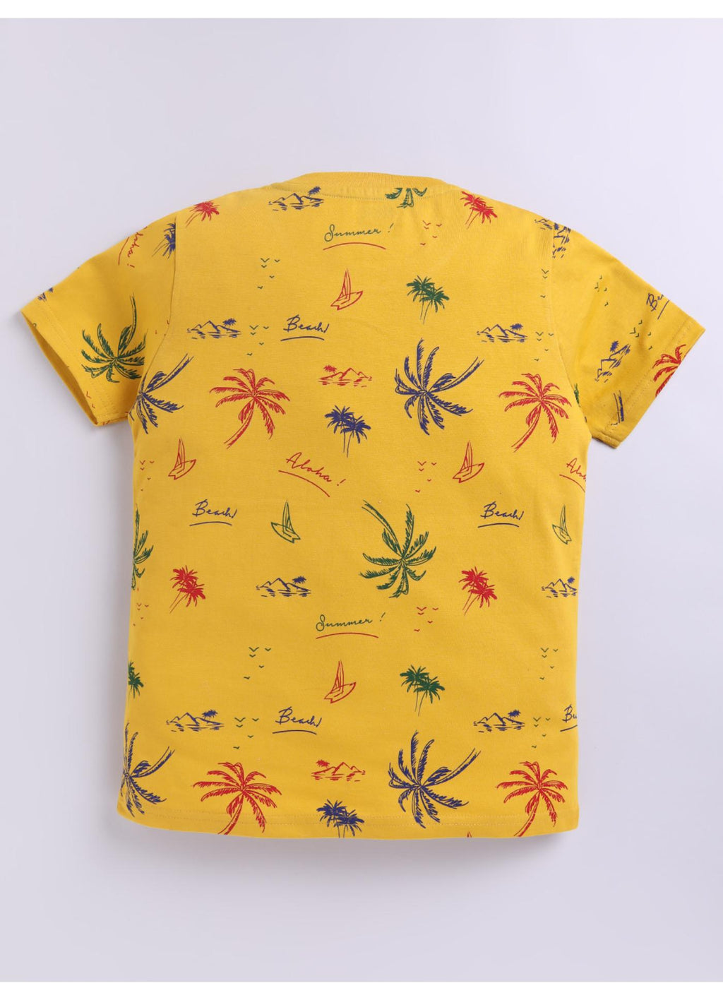 South Coast Tropical Print Mustard Yellow Cotton T-Shirt