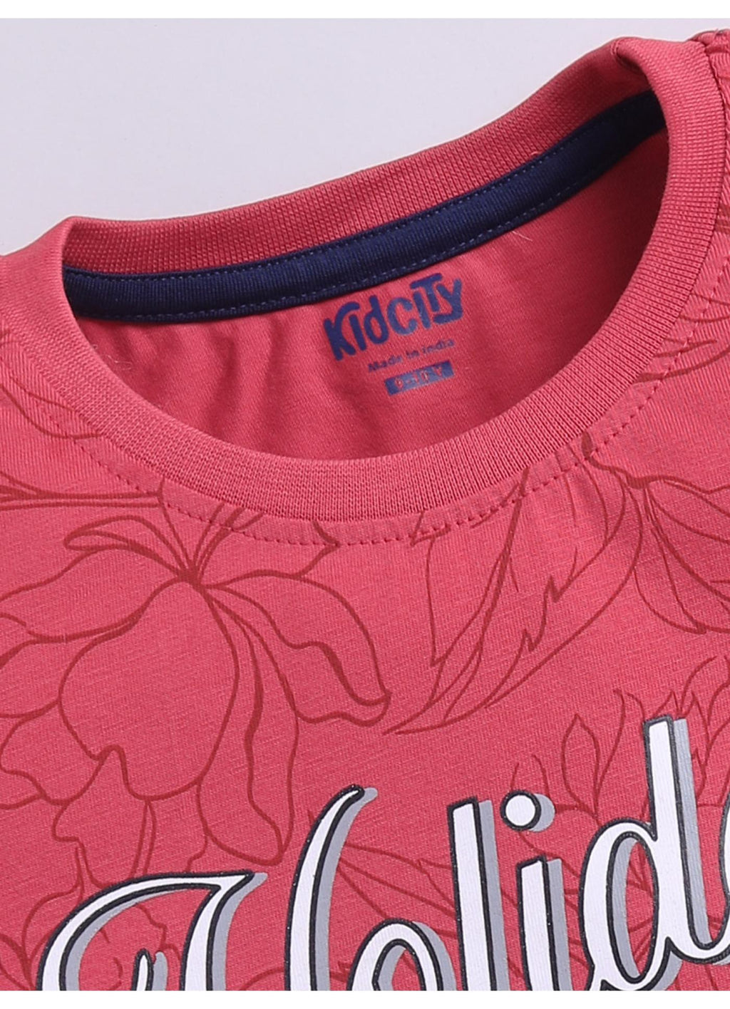 Holidays Floral Print Peach Cotton T-Shirt