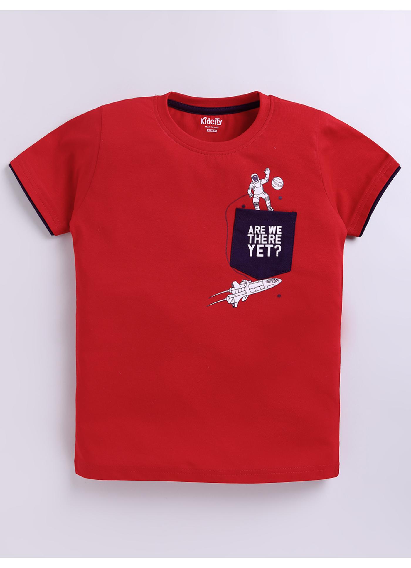 Are We There Yet? Space Explorer Red Pocket T-Shirt