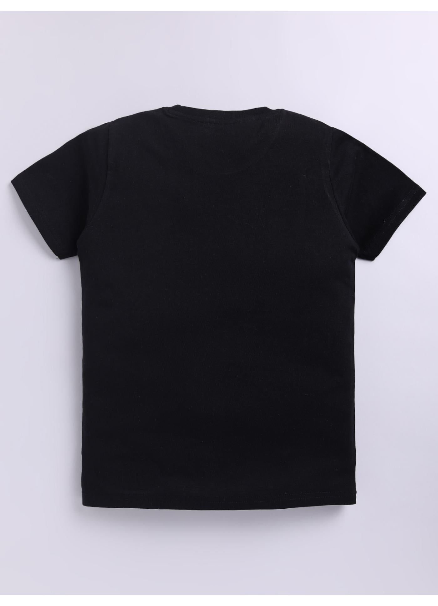 Never Give Up Graphic Print Black Cotton T-Shirt