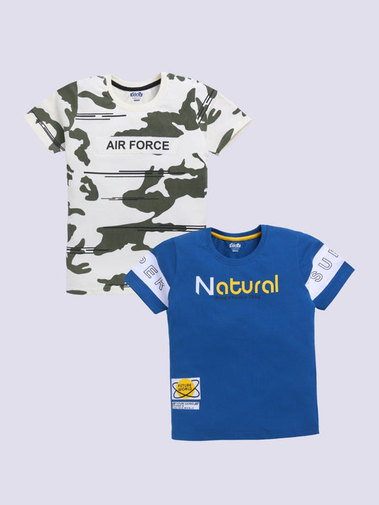 Camouflage & Positive Vibes 2 Pc Printed T-Shirts