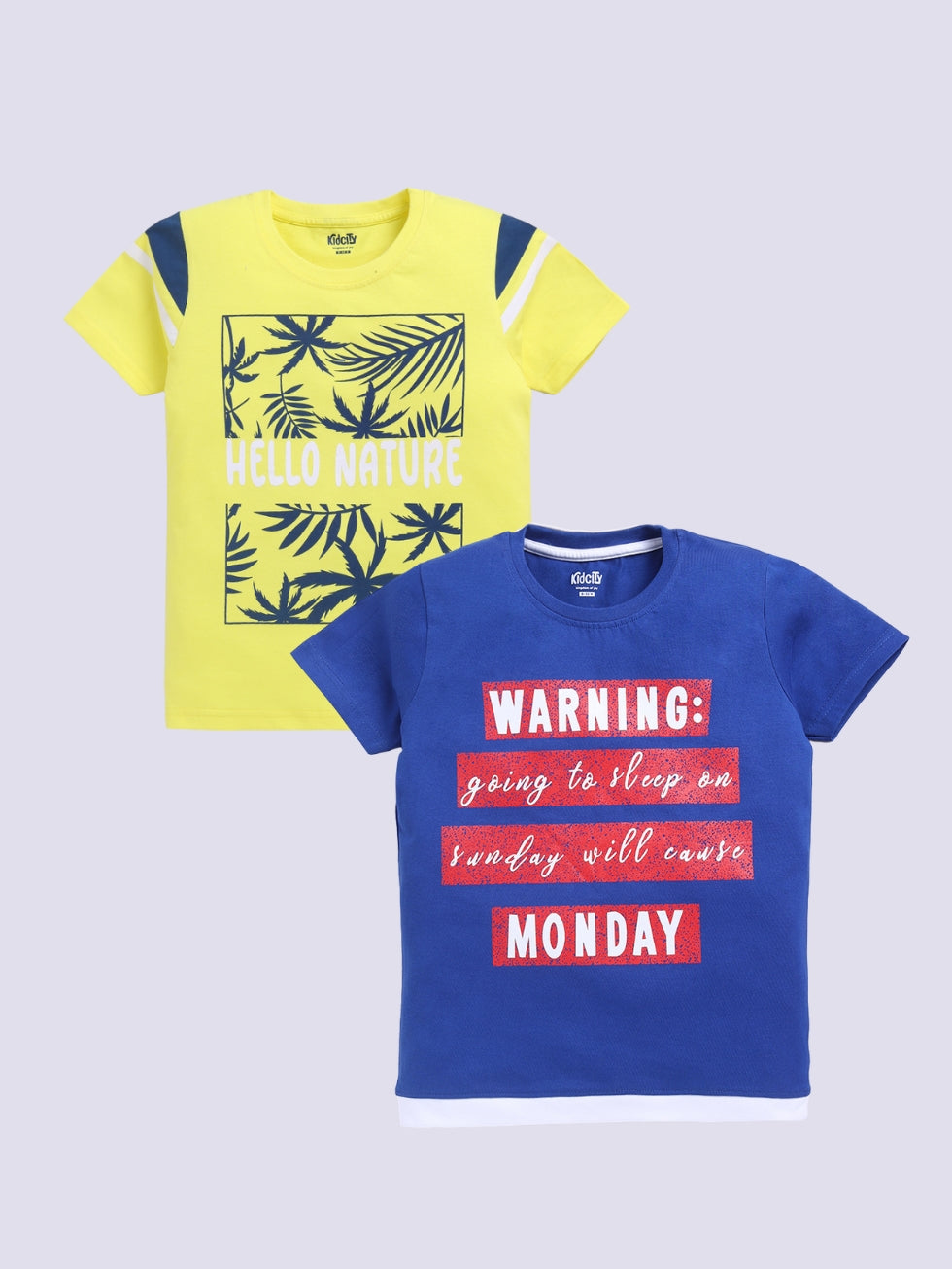 Boys Text Printed Tshirts 2pc Combo Set