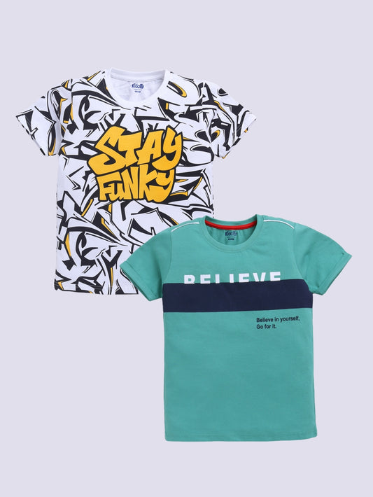 Stay Funky & Believe in yourself 2 Pc Text Printed T-Shirts