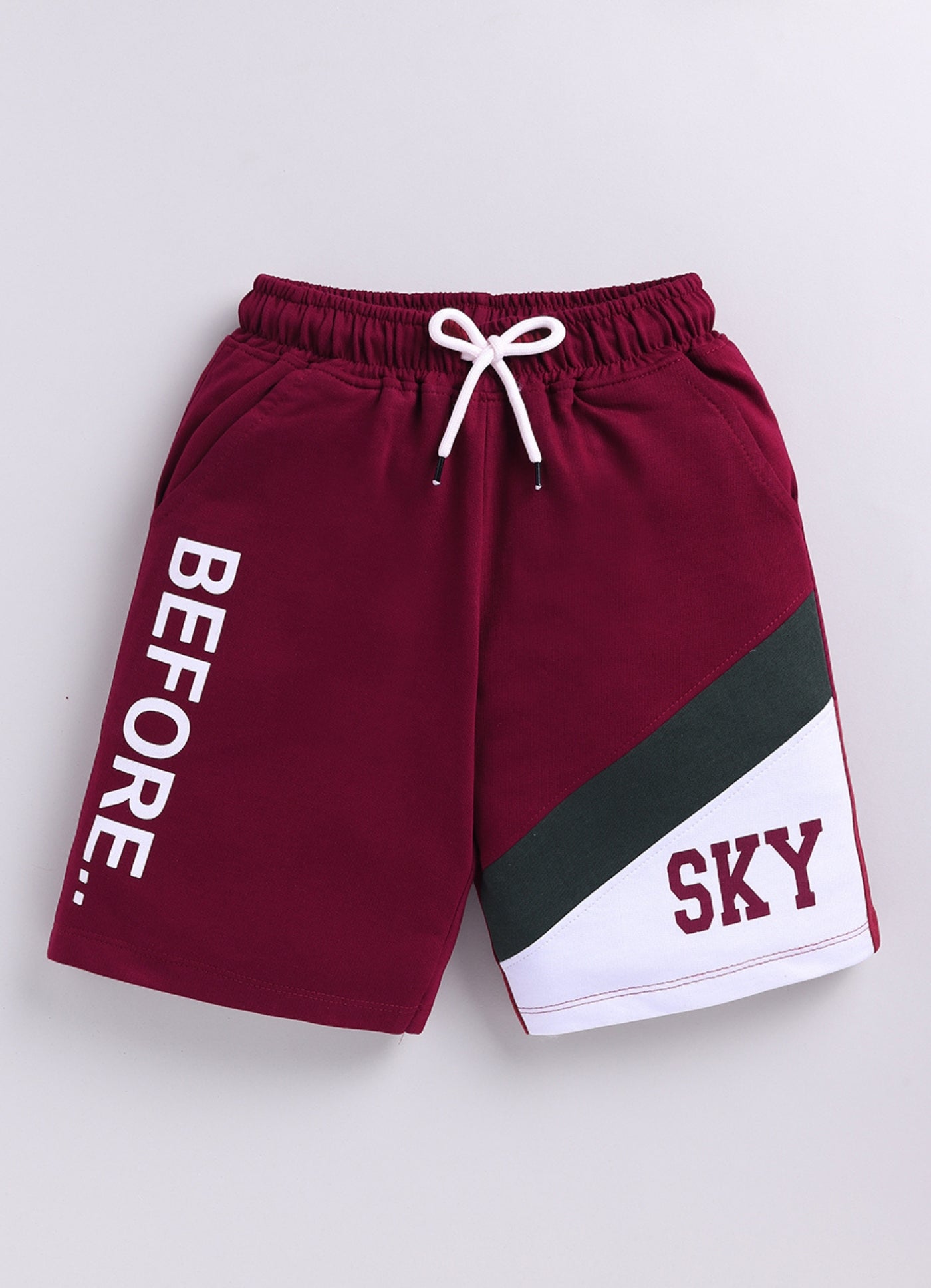Typographic Colorblock Asymmetrical Knit Short