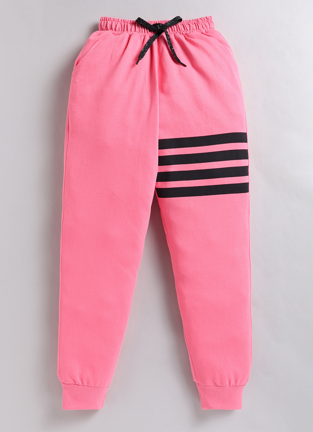 Candy Pink Quad-Stripe Joggers