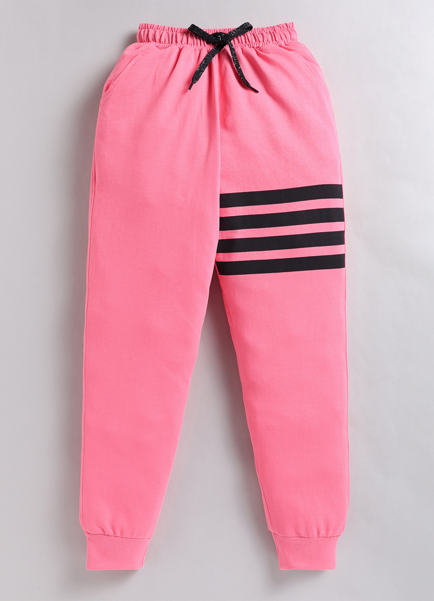 Candy Pink Quad-Stripe Joggers