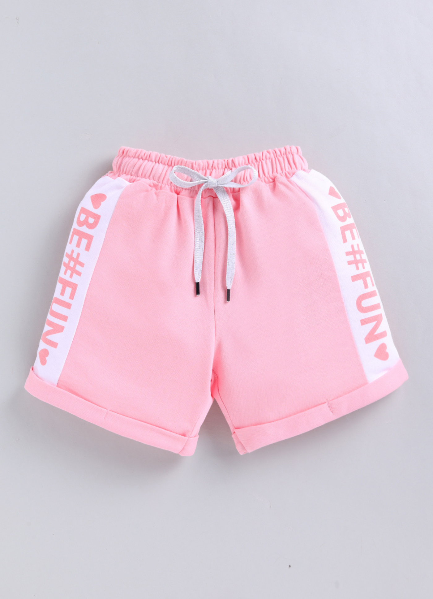 "BE FUN" Side-Stripe Play Shorts