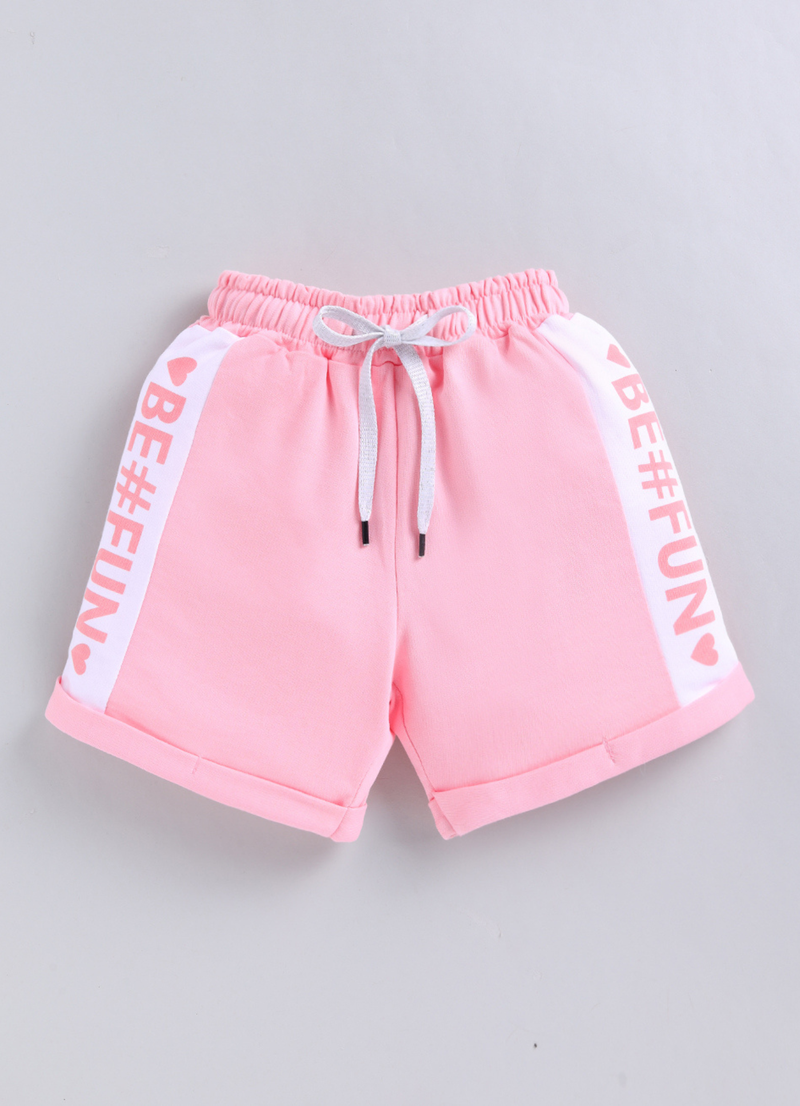 "BE FUN" Side-Stripe Play Shorts