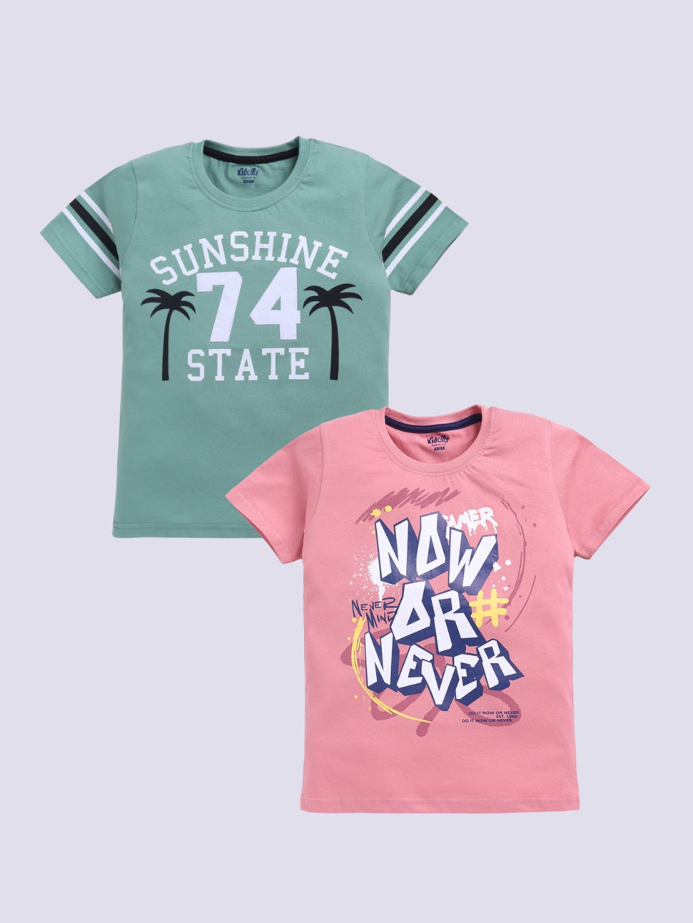 Boys Text Printed Tshirts 2pc Combo Set