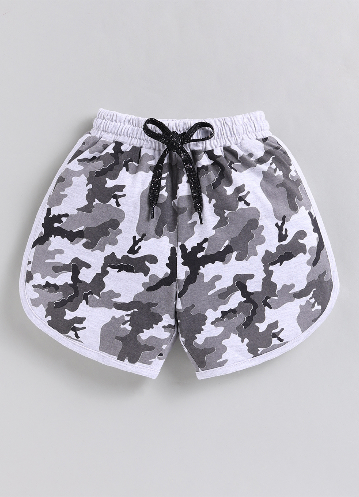 Grey Camo Dolphin Hem Play Shorts