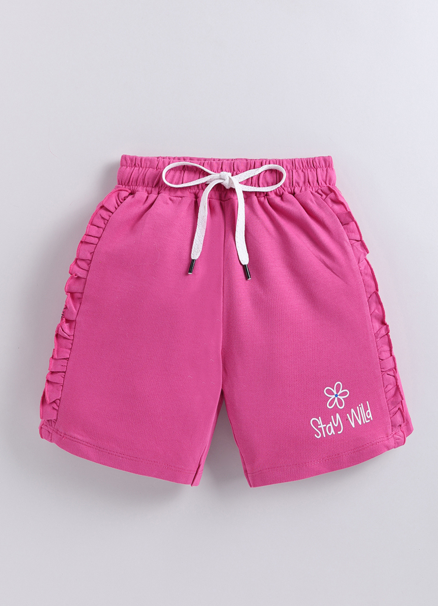 Girls Pink Ruffle Casual Shorts
