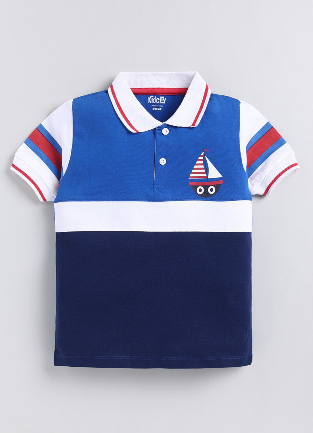 Nautical Sailboat Colorblock Polo T-Shirt