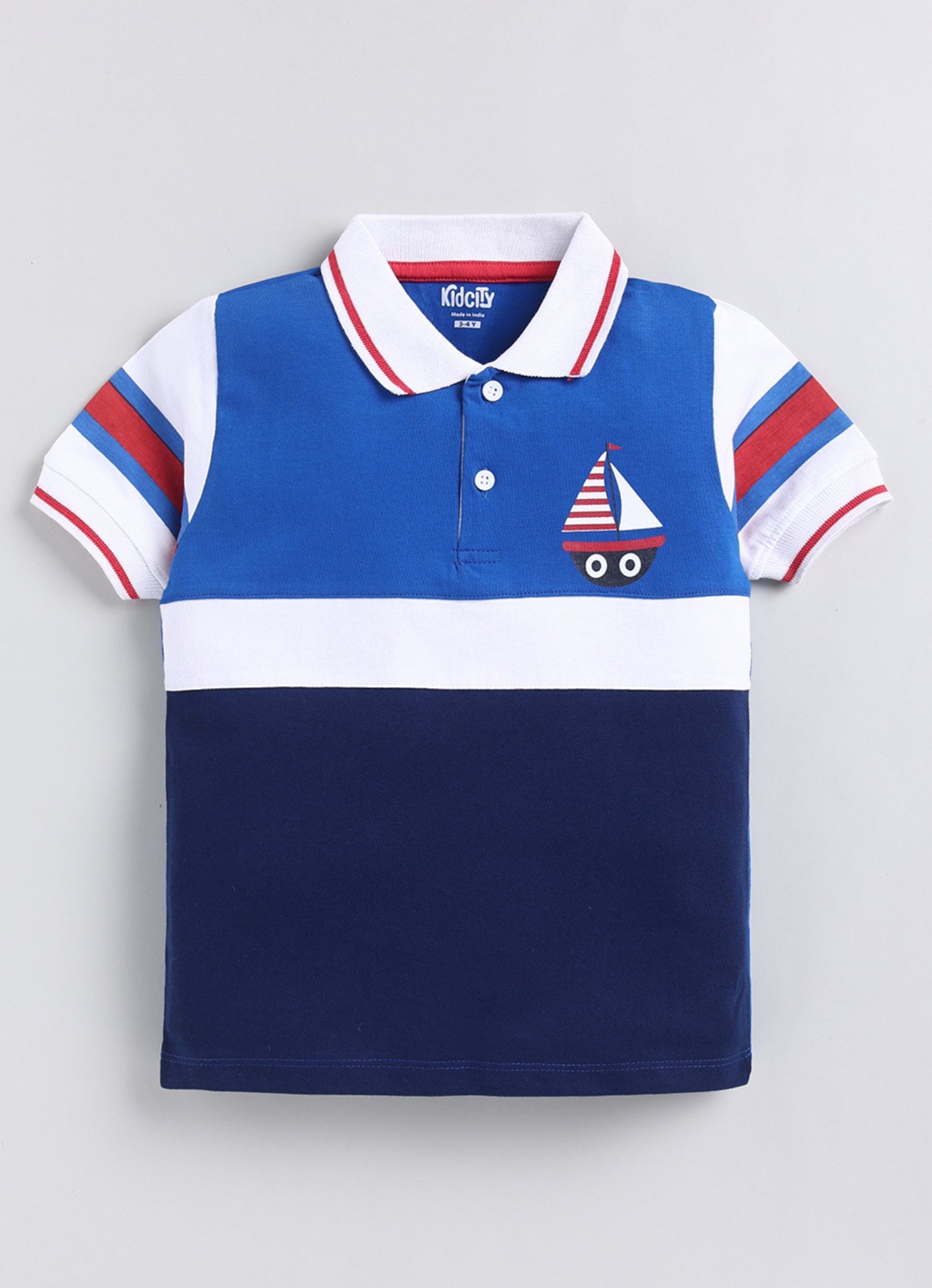 Nautical Sailboat Colorblock Polo T-Shirt