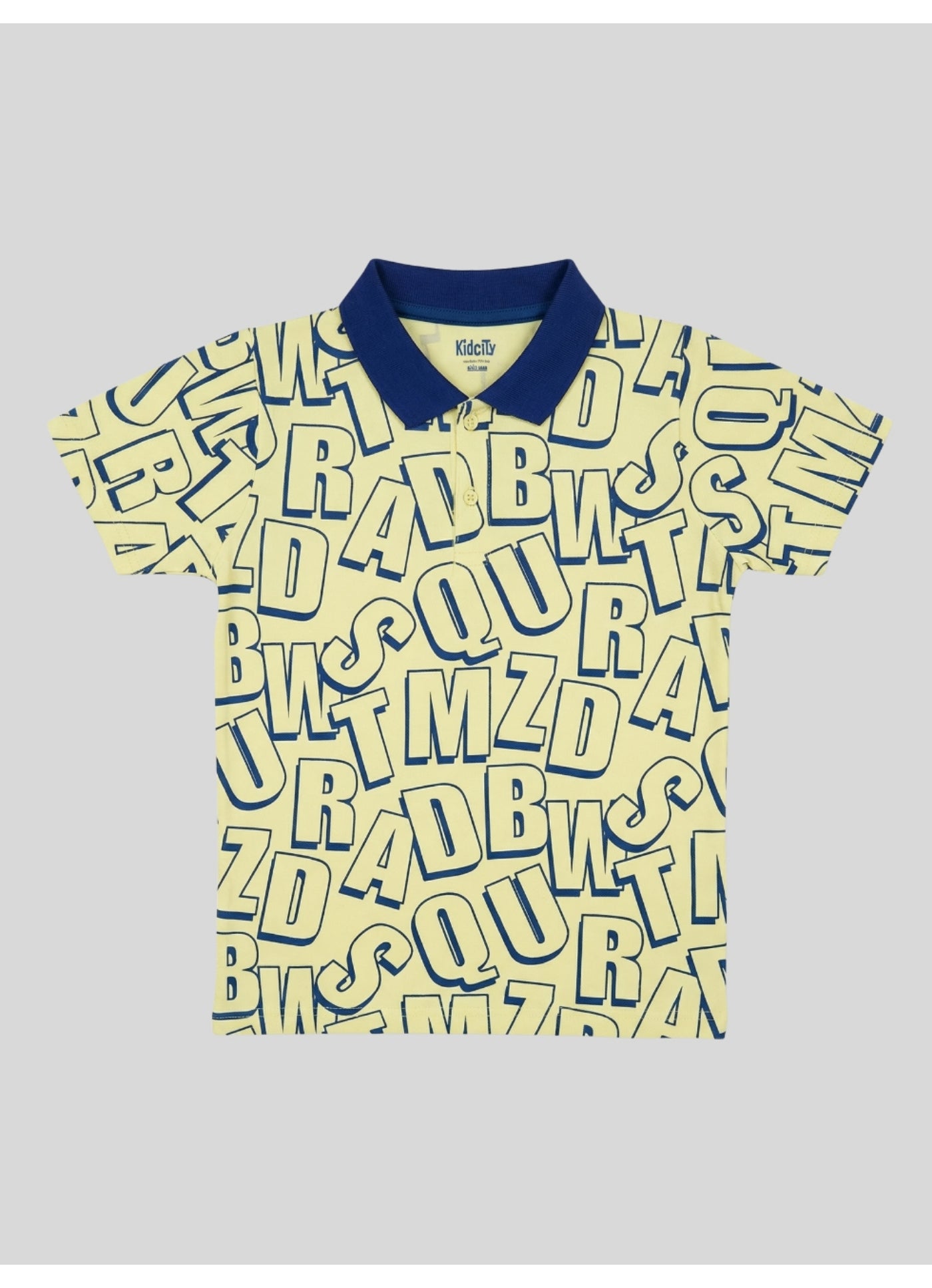 All-Over Alphabet Print Polo T-Shirt.