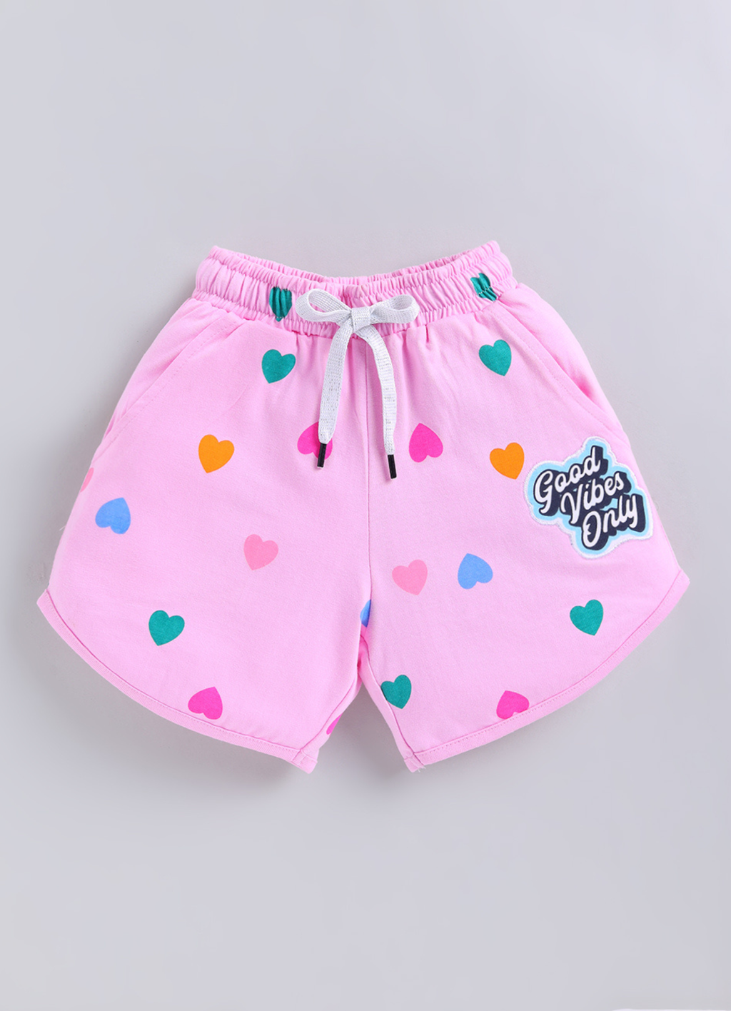 "Good Vibes Only" Confetti Heart Shorts