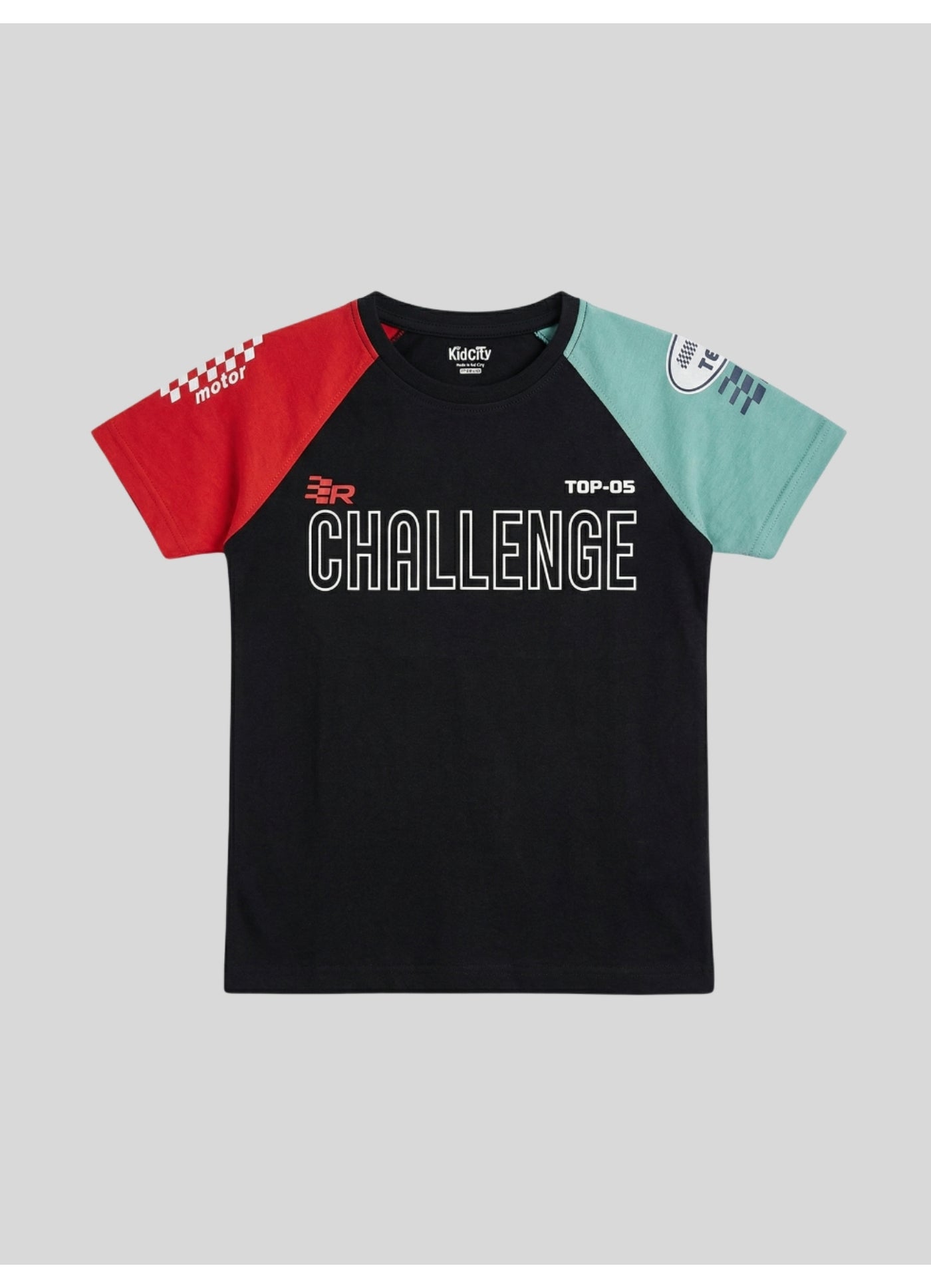 Color-Block "Challenge" Graphic T-Shirt.