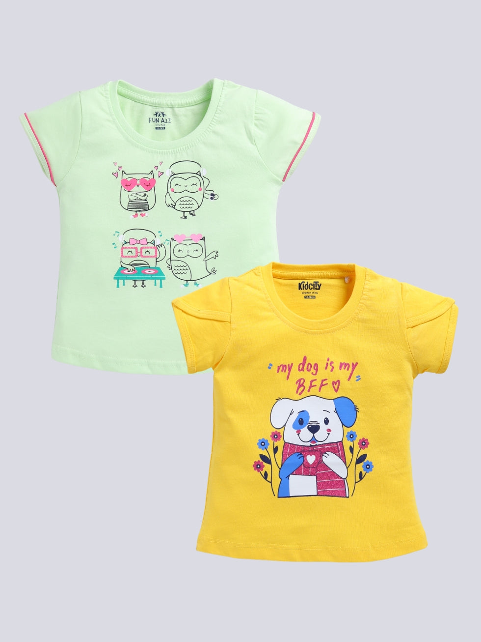 Owl & Dog BFF 2 Pc Printed Tops