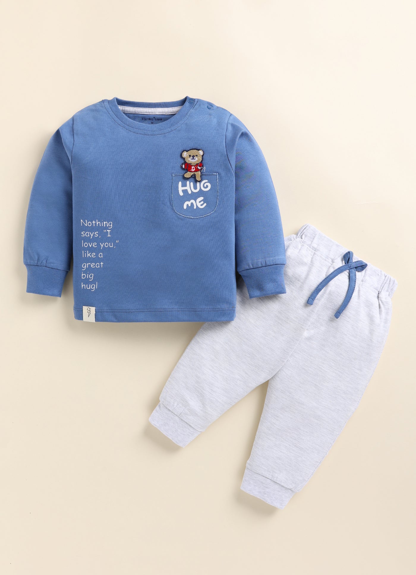 Bear Hug Me Text Knitted Suit Set