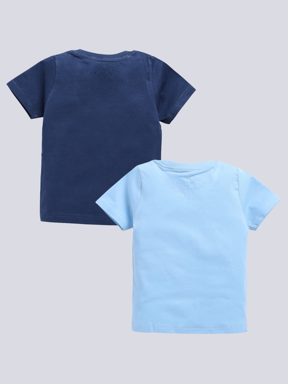 Kidcity Boy's Basic T-Shirt Combo Set (Pack of 2) | Cotton Sinker T-Shirts| Light Sul Blue, navy T-Shirts